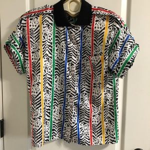 Vintage funky colorful zebra striped top